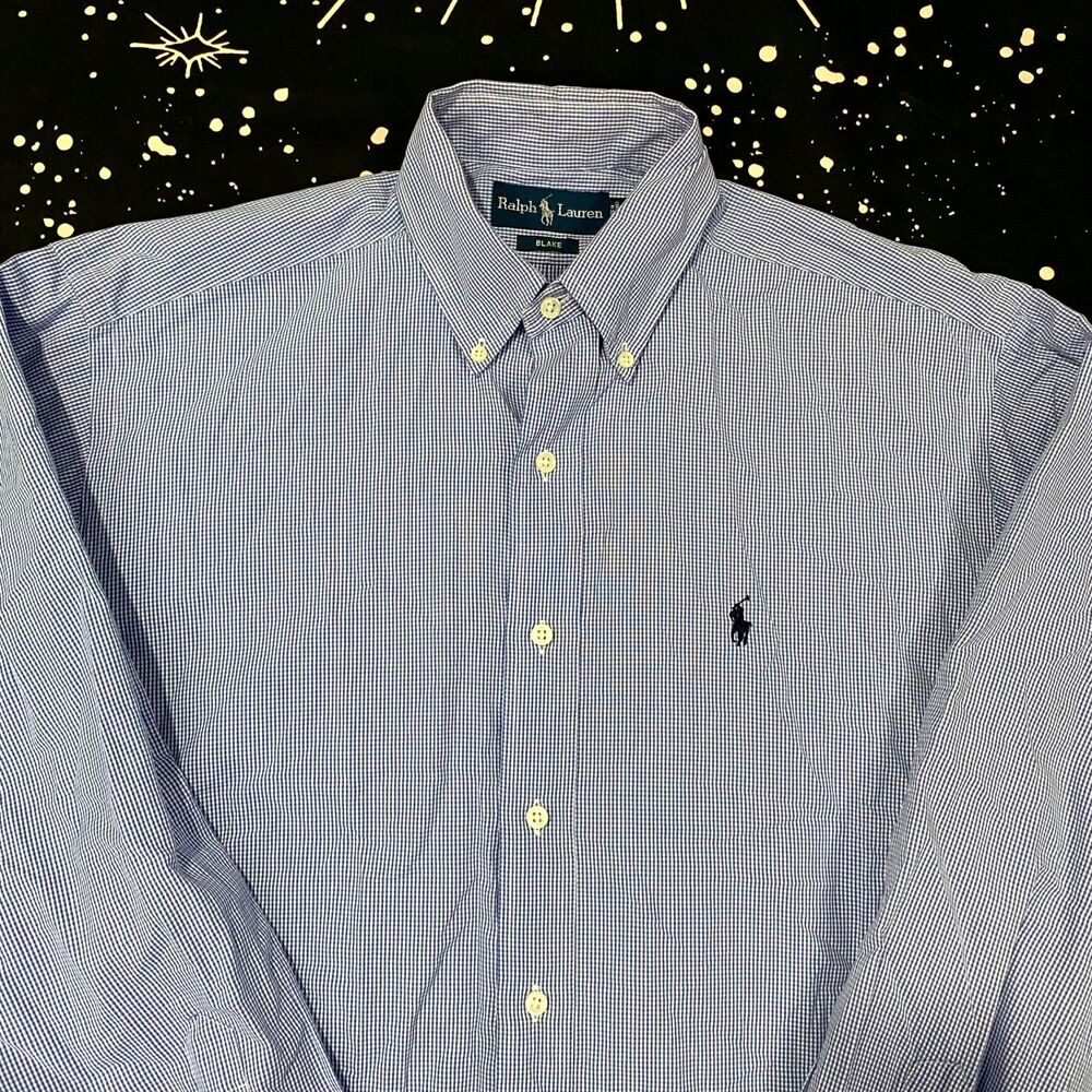 Ralph Lauren Blake Button-Down Shirt Men's M Blue Plaid Pony Preppy Casual
